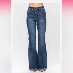 Judy Blue control top flare with raw edge jeans. Never worn, now they don’t fit